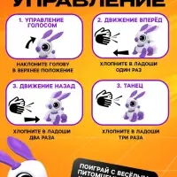 Робот кролик &laquo;Питомец&raquo; IQ BOT, интерактивный: с записью звуков, реагирует на хлопки, звук, свет, на батарейках, розовый