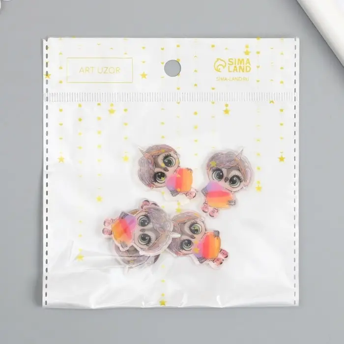 Декоративный элемент для творчества «Арт Узор. Совушка с сердцем», акрил, 2.3×3.7 см