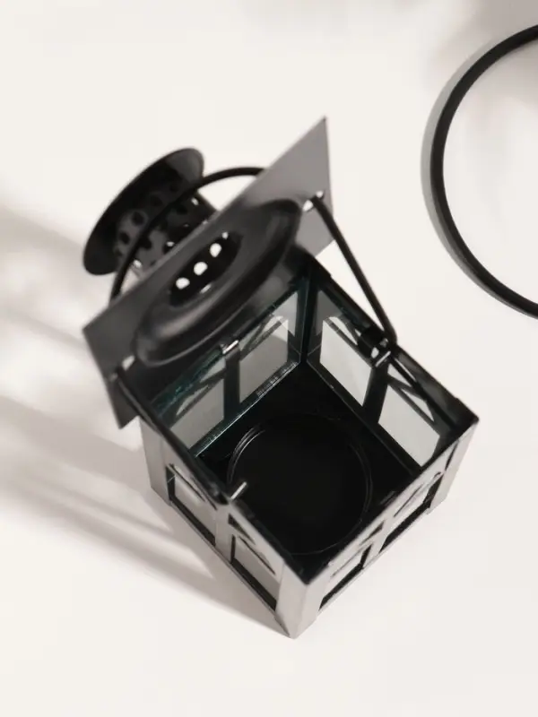 Подсвечник металл 1 свеча  Подсвечник металл 1 свеча "Фонарь с подставкой" черный 23,5х10х10 см