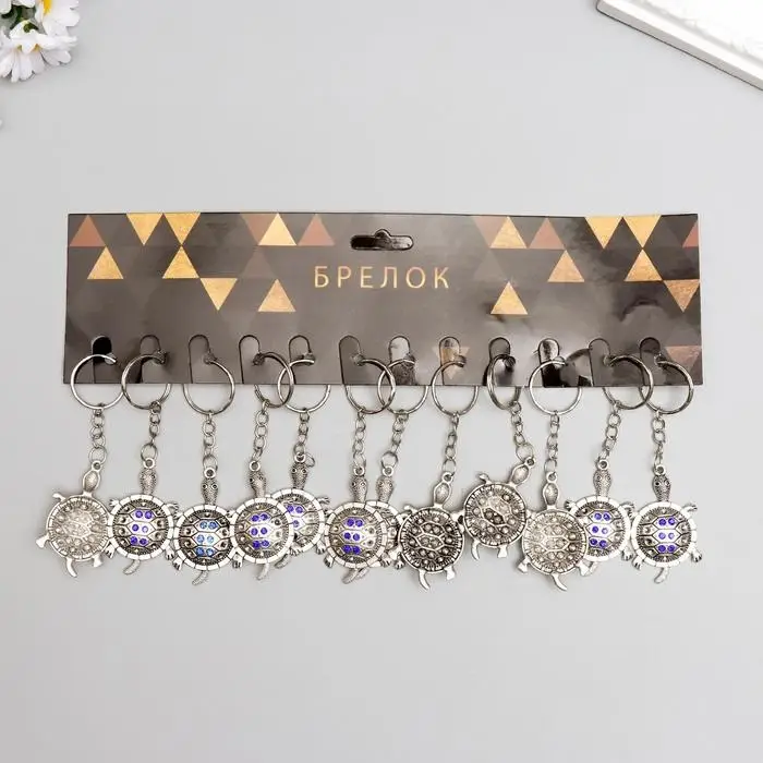 Брелок металл "Черепашка" стразы 4,3х2,8 см