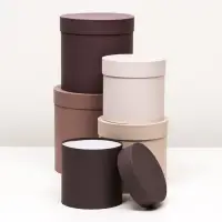 Набор шляпных подарочных коробок 5 в 1, песочный, 23&times;23-15&times;15 см