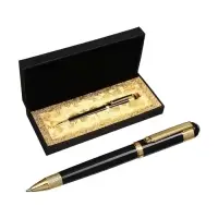 Ручка подарочная Calligrata &laquo;Вензура&raquo;, шариковая, поворотная, в футляре кожзам, корпус чёрный с золотым