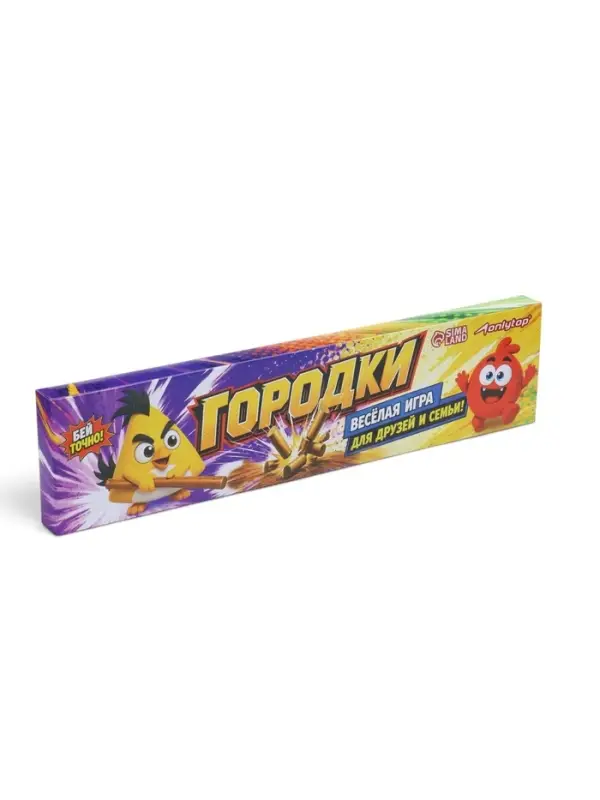 Игра городки &laquo;Птички&raquo;, биты 2 шт. 49&times;2.5 см, городки 10 шт. 9&times;2.5 см