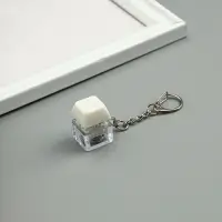 Брелок - антистресс для ключей на карабине &laquo;Кнопка кейкап&raquo;, световой, белый, 2&times;2&times;2.6 см