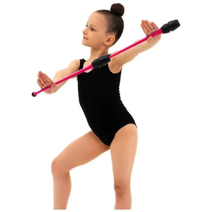 Булавы для художественной гимнастики вставляющиеся Grace Dance, 36 см, цвет розовый/чёрный