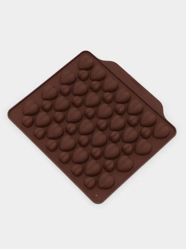 Форма для шоколада Доляна &laquo;Море сердец&raquo;, силикон, 18&times;15&times;1 см, 52 ячейки, два цвета, коричневая, бордовая