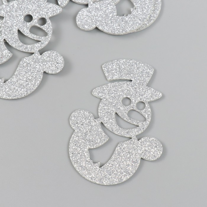 Декор Декор "Снеговик" серебро 4,5х6 см набор 5 шт фоам глиттер