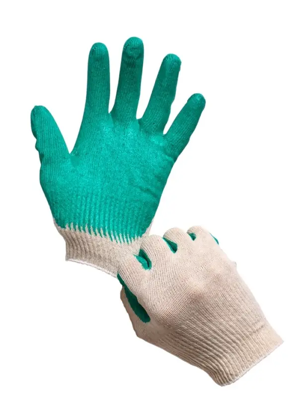 Перчатки садовые, хб, вязка 13 класс, размер 9, латексный облив, зелёные Перчатки садовые, хб, вязка 13 класс, размер 9, латексный облив, зелёные
