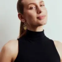 Серьги металл Art совушка, чёрные в чернёном золоте
