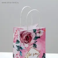 Пакет подарочный крафтовый, упаковка, &laquo;For you&raquo;, 12&times;21&times;9 см
