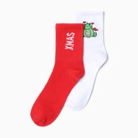 Набор женских новогодних носков KAFTAN "Marry XMAS" размер 36-40 (23-25 см), 2 пары