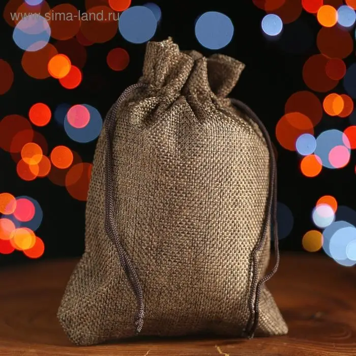 Мешочек подарочный из холщи, коричневый, 13 х 18 см Мешочек подарочный из холщи, коричневый, 13 х 18 см