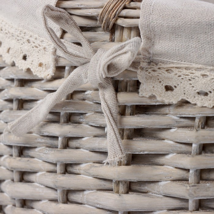 Набор корзин, 2 шт, 40×30×20/40 см, 28×21×14/27 см, ива, текстиль Набор корзин, 2 шт, 40×30×20/40 см, 28×21×14/27 см, ива, текстиль