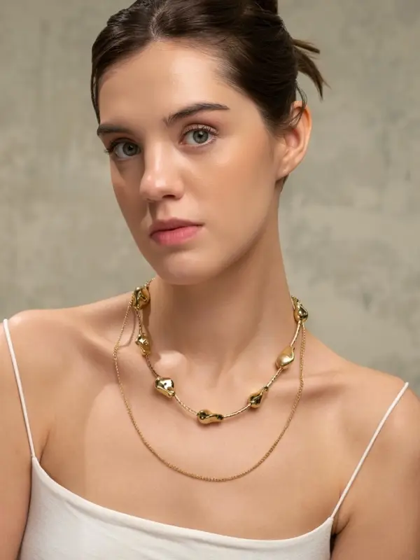 Колье цепочка &laquo;барокко&raquo;, 2 яруса, цвет золото