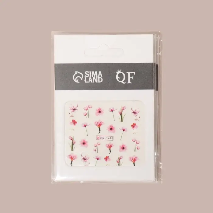 Слайдеры для ногтей «Цветы», розовые, зелёные