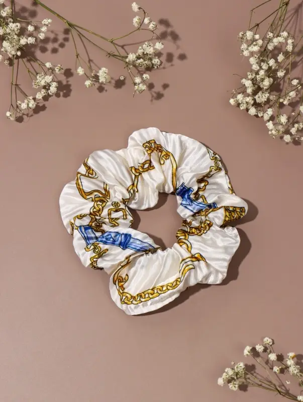 Резинка для волос QF &laquo;Орбита&raquo;, жатка звенья, 12 см, белая