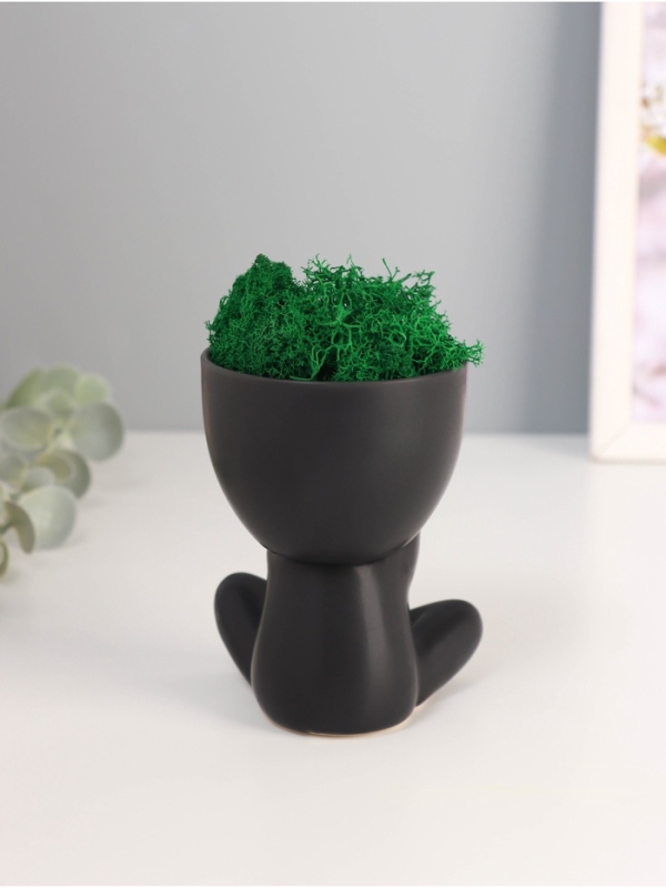 Кашпо керамика  Кашпо керамика "Мистер Грин" любитель тишины 10*7,5*8 см черный