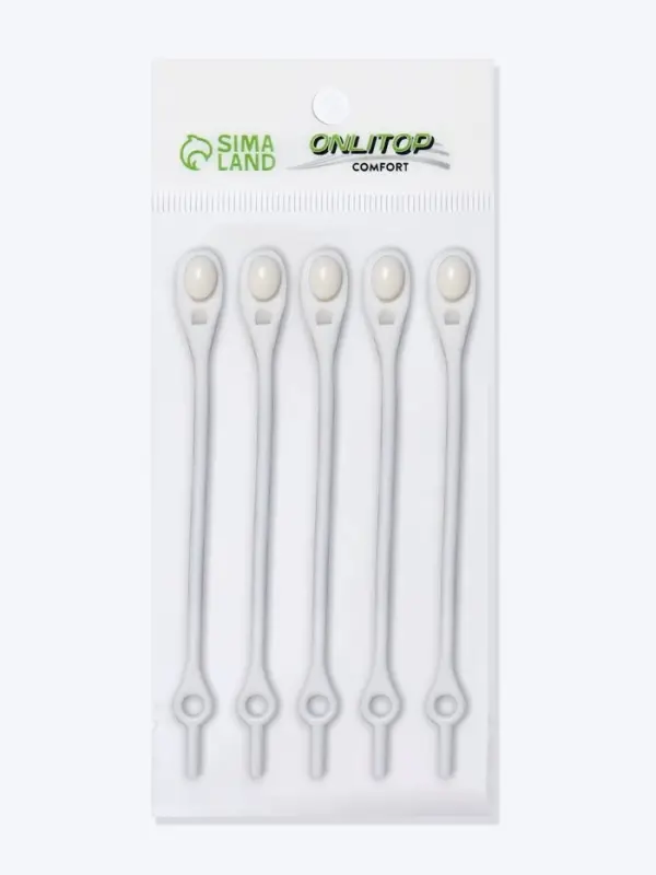 Набор шнурков для обуви, 6 шт., силиконовые, полукруглые, на застёжке, 4 мм, 11 см, белый