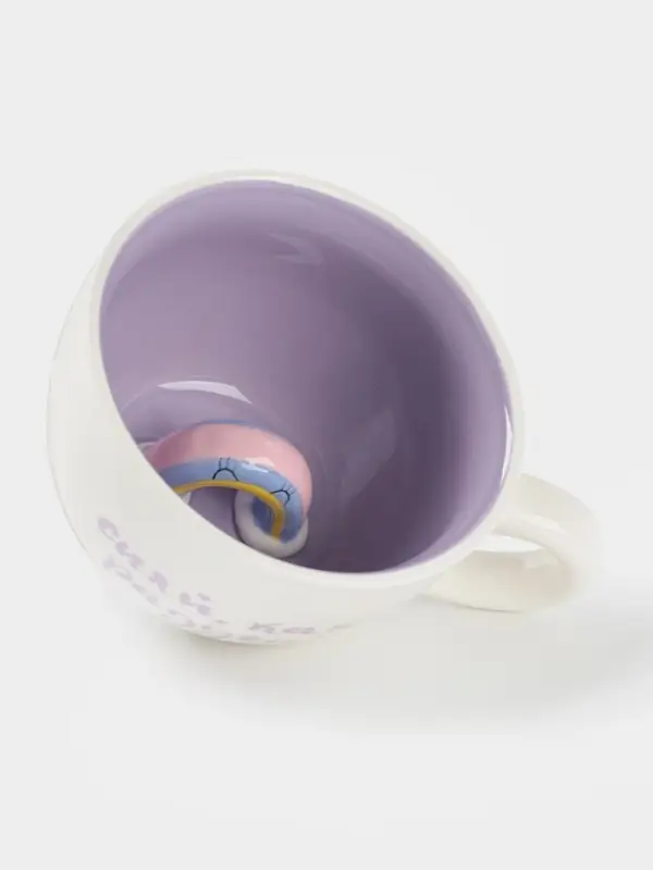 Кружка Доляна &laquo;Радуга&raquo;, 475 мл, керамика, с фигуркой, белая/сиреневая
