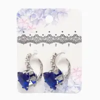 Серьги со стразами &laquo;Сердце&raquo;, мерцание, синие в серебре