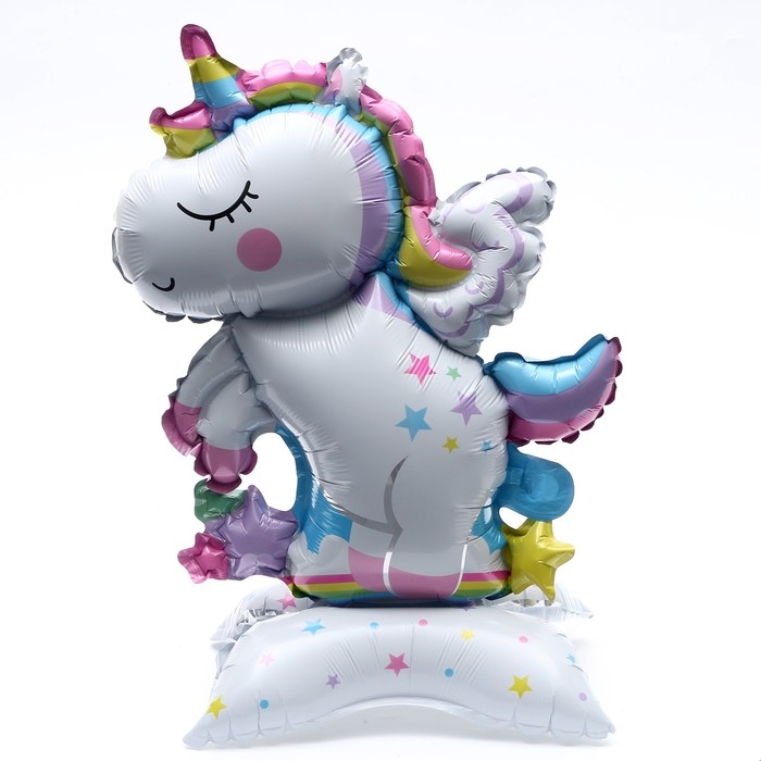 Шар фольгированный 15 Шар фольгированный 15" «Радужный единорог», на подставке, под воздух