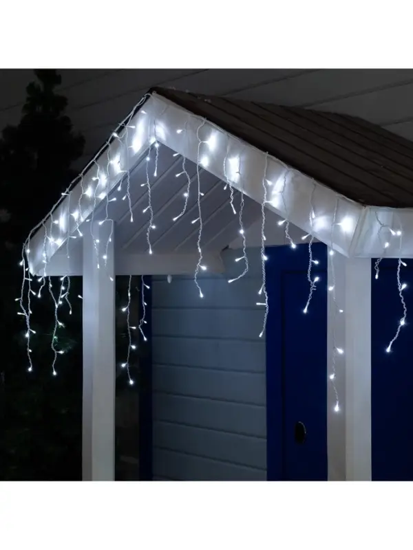 Гирлянда &laquo;Бахрома&raquo; 3&times;0.6 м, IP44, УМС, белая нить, 160 LED, свечение белое, 220 В