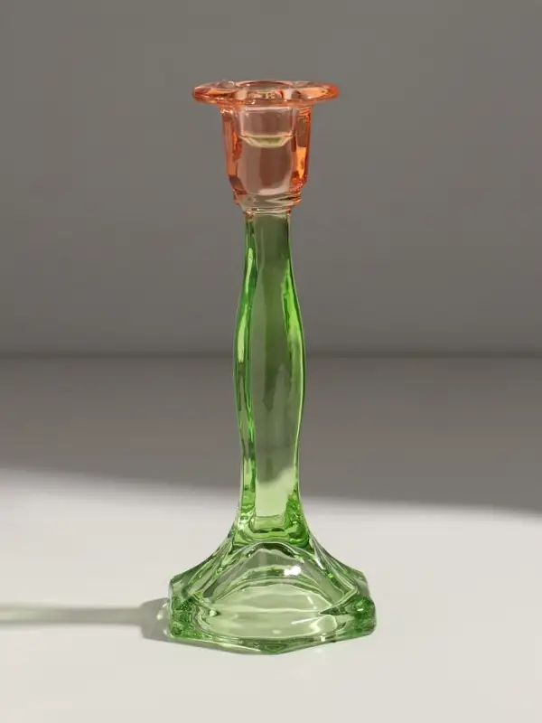 Подсвечник стекло  Подсвечник стекло "Градиент. Грани" оранжево-зелёный d=2,2 см 10х10х23 см