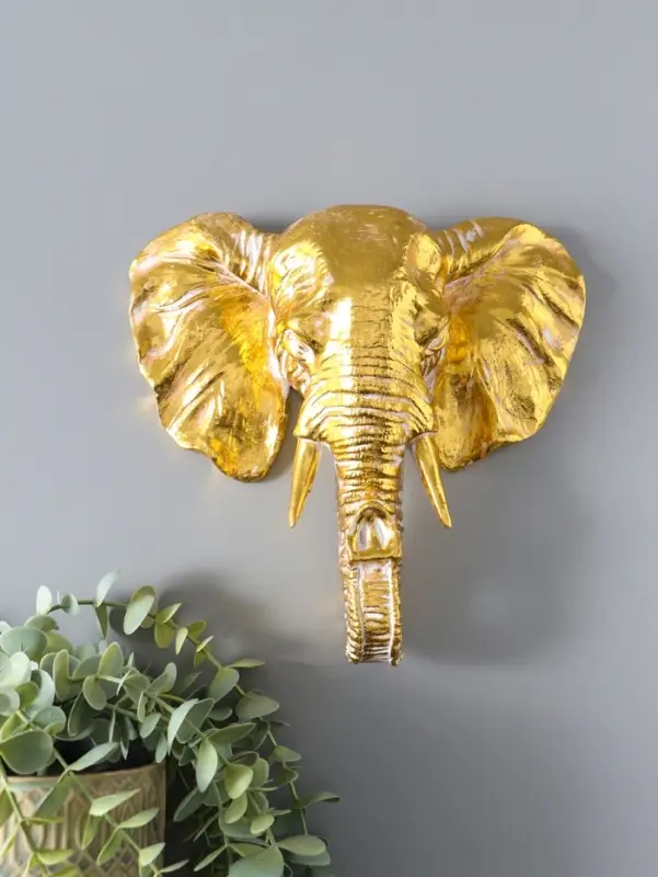 Панно настенное полистоун &laquo;Слон&raquo;, интерьерный декор, золото с патиной, 22&times;7.5&times;22 см
