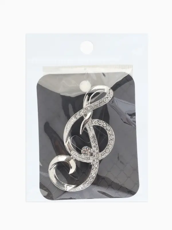 Брошь &laquo;Нота. Скрипичный ключ&raquo;, белая в серебре