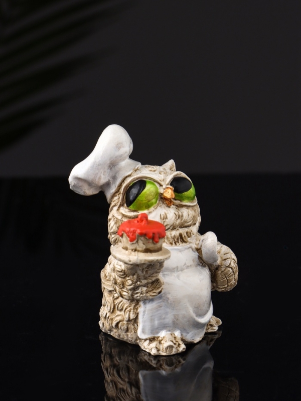 Набор фигур Набор фигур "4 совы на подносе" размер 20х10х10 см, бежевый