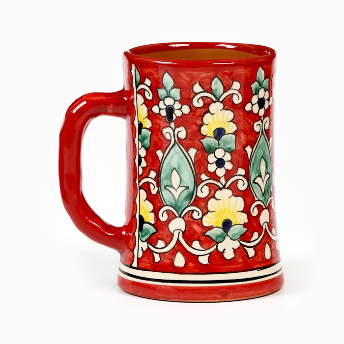 Кружка Риштанская Керамика Кружка Риштанская Керамика "Цветы" 500 мл, красная