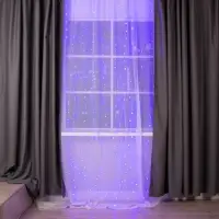 Гирлянда &laquo;Занавес&raquo; 2.8&times;3 м, роса на крючках, с пультом, IP20, серебристая нить, 300 LED, свечение фиолетовое, 8 режимов, USB