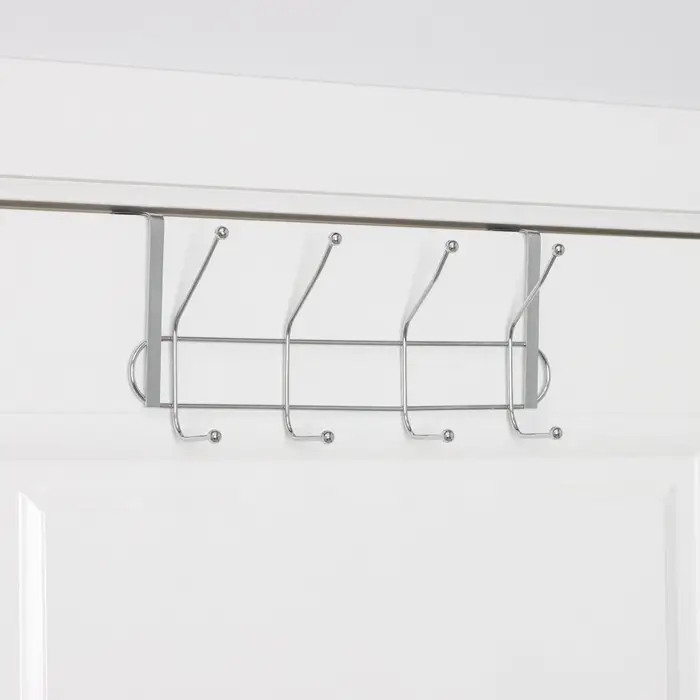 Вешалка на дверь на 4 двойных крючка Доляна &laquo;Блеск&raquo;, 31&times;15&times;11 см, цвет хром