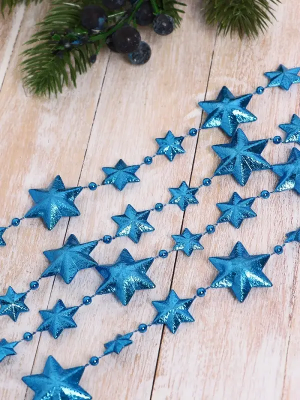 Бусы на ёлку &laquo;Рельефные звёзды&raquo;, длина 2.7 м, МИКС