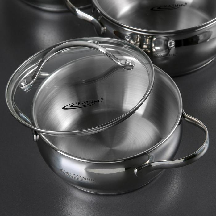 Набор кастрюль «Медея», 3 предмета: 1,6 л, 2,2 л, 3,2 л, капсульное дно, крышки, индукция Набор кастрюль «Медея», 3 предмета: 1,6 л, 2,2 л, 3,2 л, капсульное дно, крышки, индукция