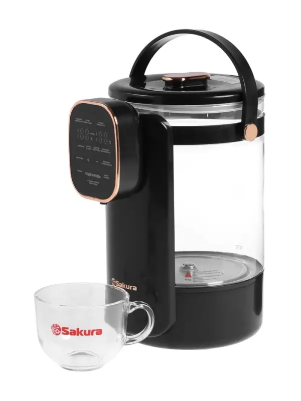 Термопот Sakura SA-1375BK, 1200 Вт, 3 л, 45-100°С, сенсор, LCD дисплей, стекло, черный Термопот Sakura SA-1375BK, 1200 Вт, 3 л, 45-100°С, сенсор, LCD дисплей, стекло, черный