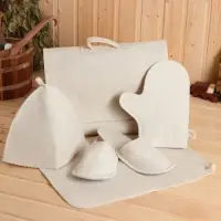 Набор для бани &laquo;Мужской&raquo;, 5 предметов: шапка, коврик, рукавица, тапочки, сумка, шерсть 30%, полиэфир 70%, светлый, &laquo;Добропаровъ&raquo;