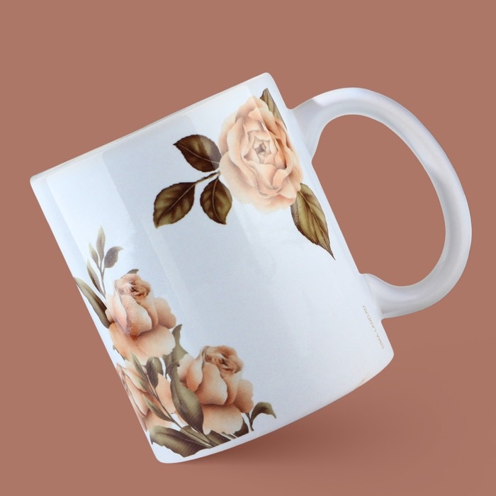 Кружка керамическая «Пионы», 320 мл, цвет белый