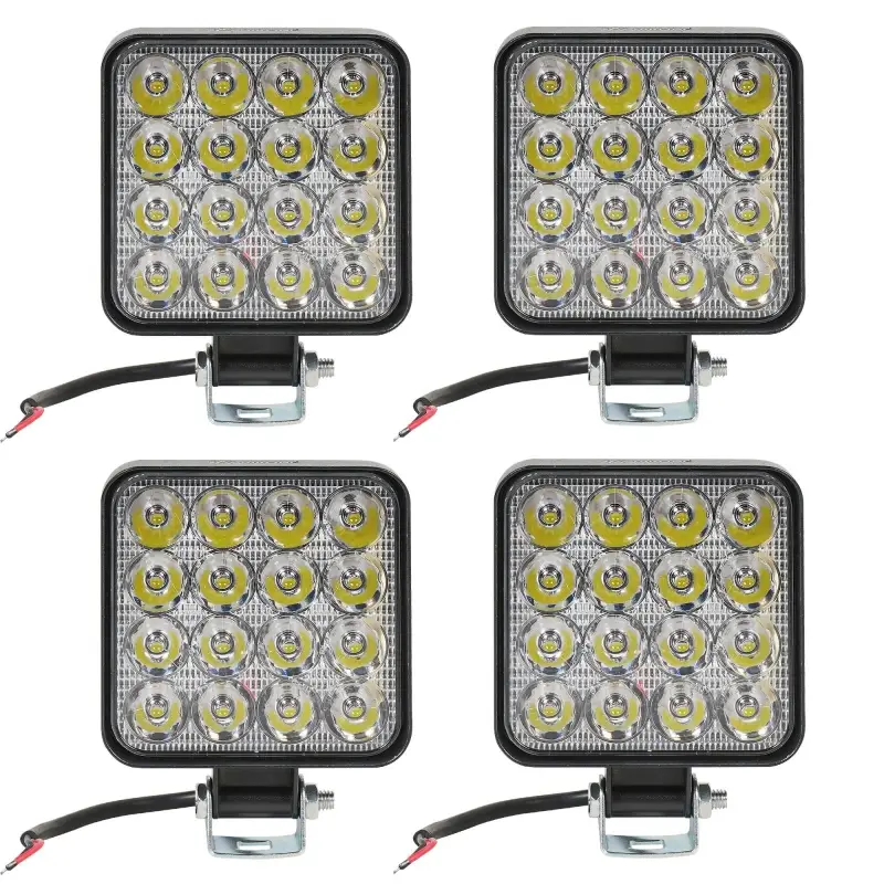 Фара светодиод. квадрат., 16LED, дальний свет, 16Вт, 83х83х22мм, 12В, кмпл. 4шт., STANDARD