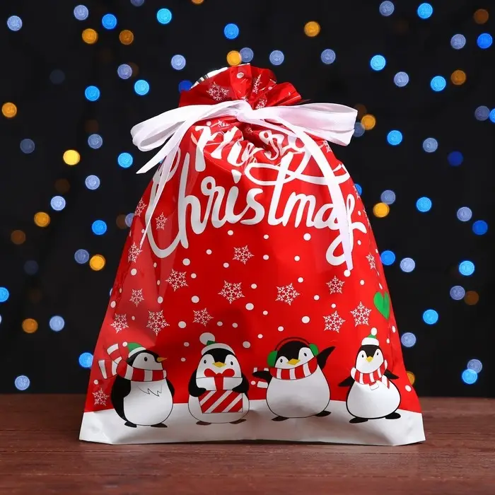 Пакет подарочный с завязками, «Пингвины», 24×32 см Пакет подарочный с завязками, «Пингвины», 24×32 см