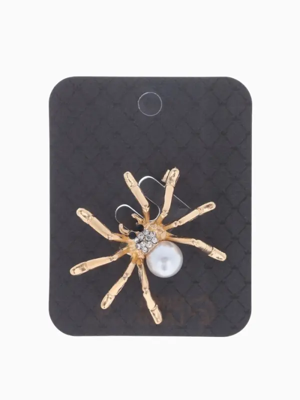 Брошь &laquo;Паук&raquo;, жемчужинка, белая в золоте