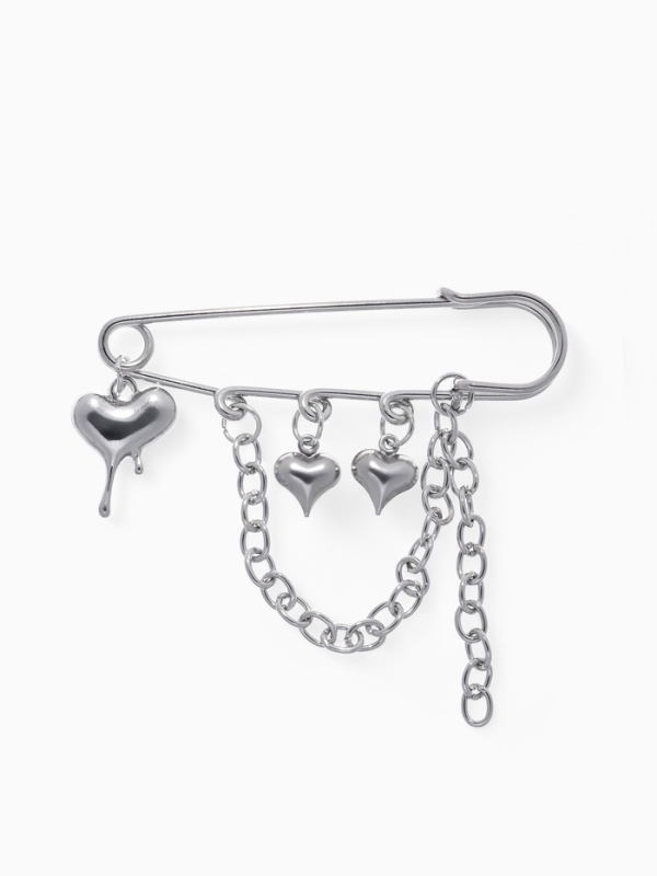 Булавка «Сердца» с цепочкой, цвет серебро Булавка «Сердца» с цепочкой, цвет серебро