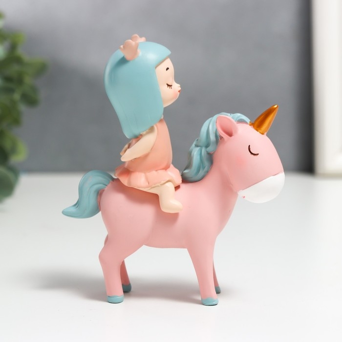 Сувенир полистоун  Сувенир полистоун "Малышка с оленьими рожками верхом на единорожке" 10,5х9х3,5 см