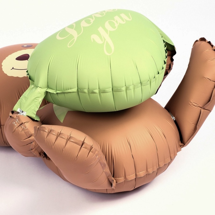 Шар фольгированный 42 Шар фольгированный 42" «Медвежонок с зелёным сердцем», матовый, цвет шоколадный, под воздух