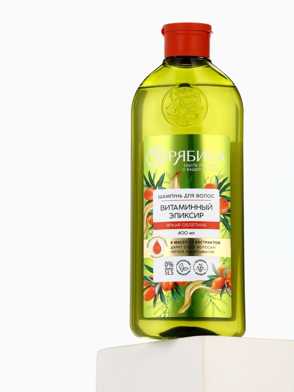 Шампунь для волос, витаминный эликсир, аромат облепихи, 250 мл, Рябина Шампунь для волос, витаминный эликсир, аромат облепихи, 250 мл, Рябина