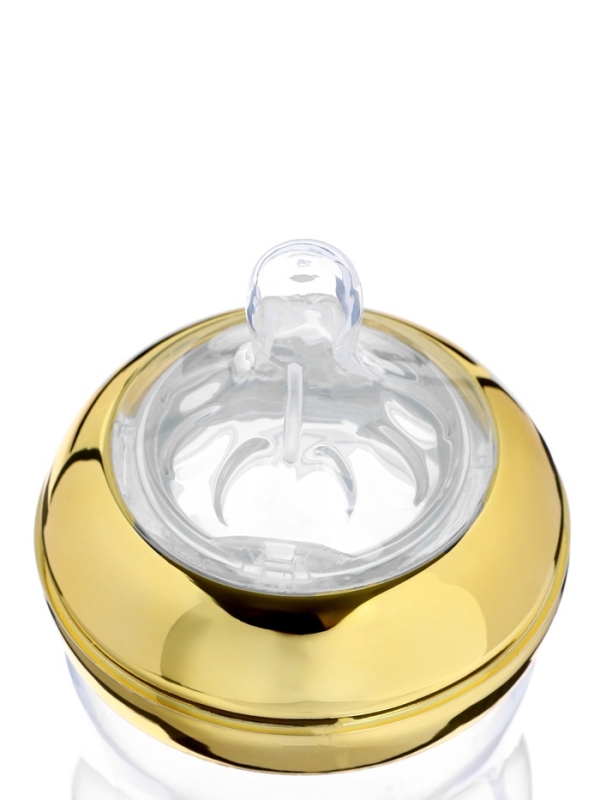 Бутылочка для кормления с наклейками «Золотой малыш» от 0 мес., 150 мл., цвет золотой, M&B