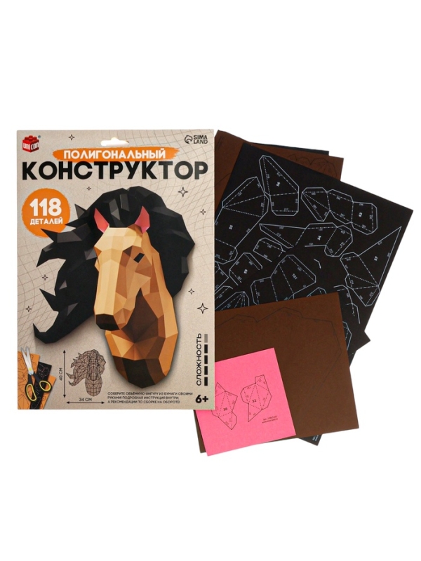 UNICON Полигональный коструктор UNICON Полигональный коструктор "Голова лошади", 118 деталей