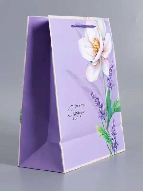 Пакет подарочный ламинированный "От всего сердца" 26 х 12 х 32 см