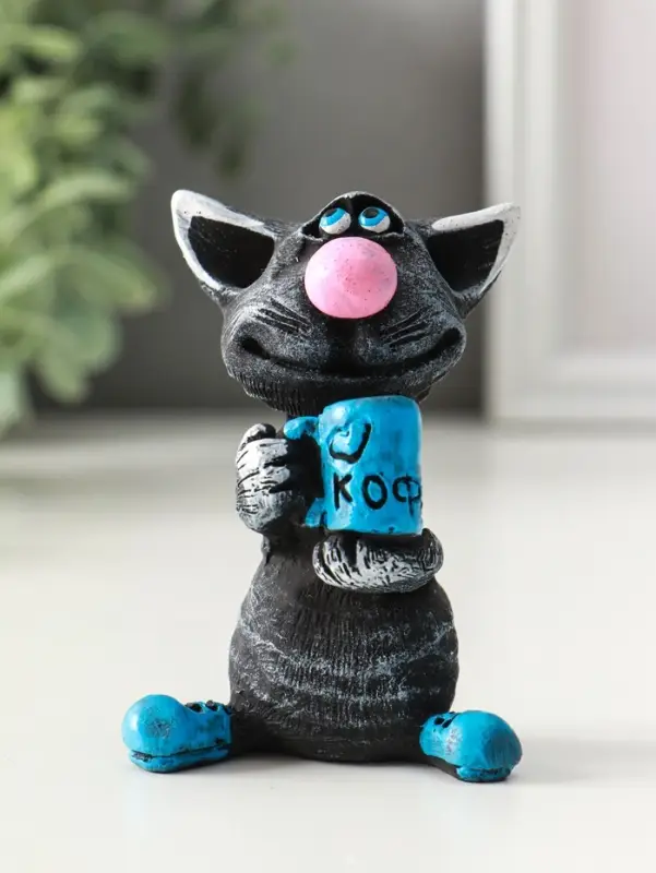 Фигурка полистоун &laquo;Кот с кружкой&raquo;, 8 см