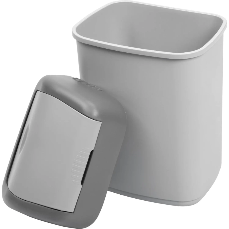 Контейнер для мусора пластик 14л прям сер с крышк-маят 226х700х550мм_327